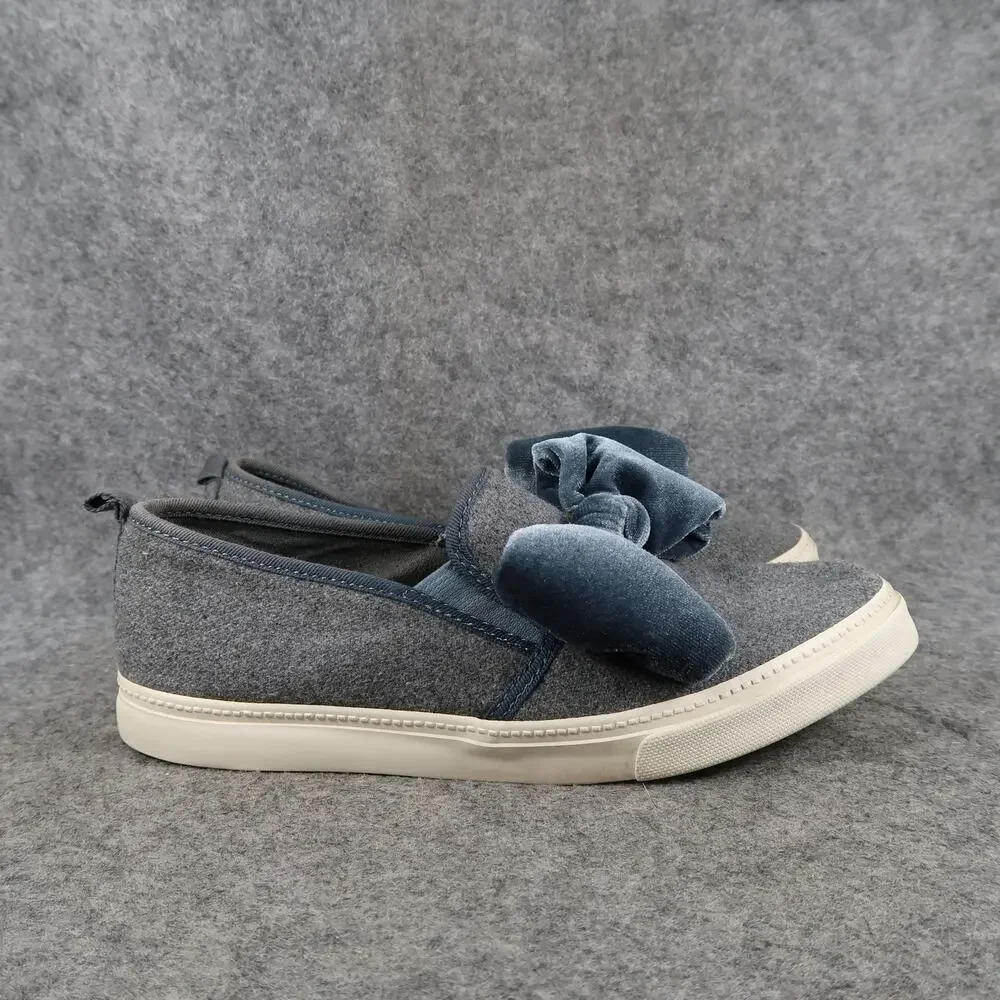 Gymboree Shoes Kids 4 Casual Sneakers Slip On Velvet Bow Fashion Lifestyle Grey